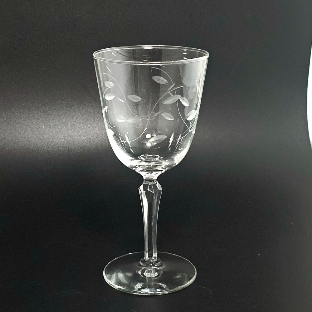 Libbey Windswept Water Wine Glasses 7" botanical leaves 8oz vtg midcentury cockt - Picture 8 of 8